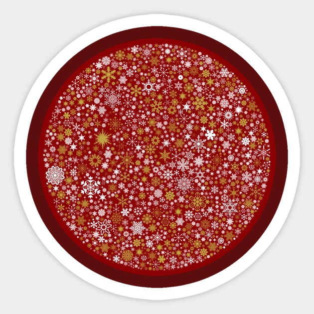 A Thousand Snowflakes in Festive Red Sticker by KolJoseph